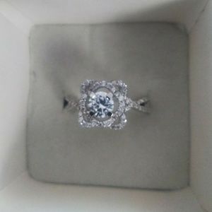 2.5 CZ 925 Plated Halo Ring Size 9